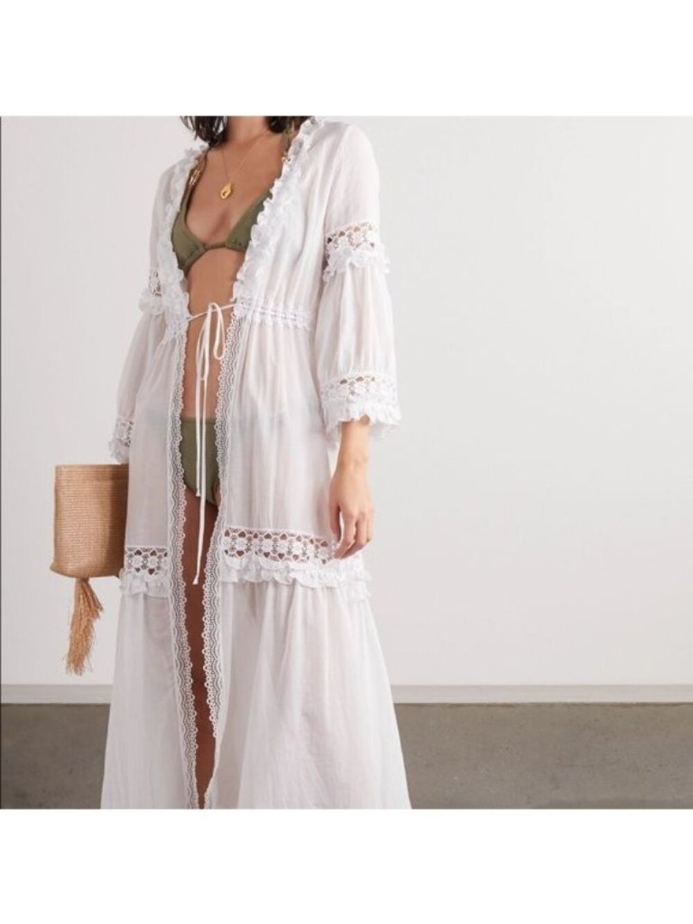 Charo Ruiz Ibiza Tamara Long Lace Cover Up White Size XS
